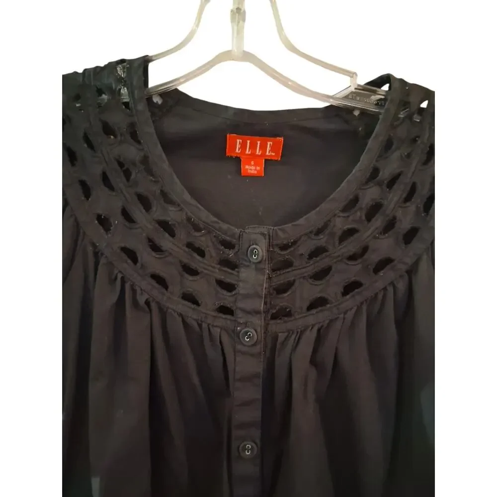 Elle Black Eyelet-Trim Mini Dress - Picture 4 of 5